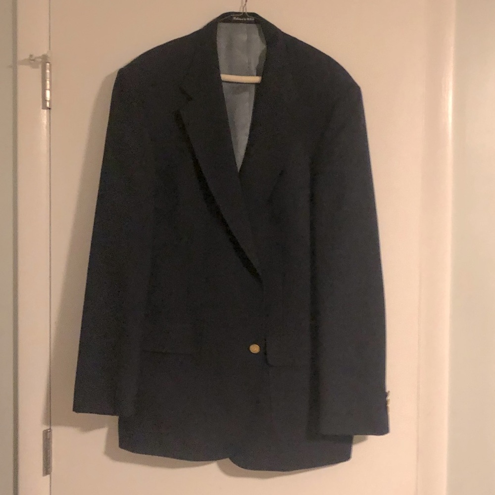 Stafford Men's Navy Blue Solid Blazer Sport Coat Sz 42R